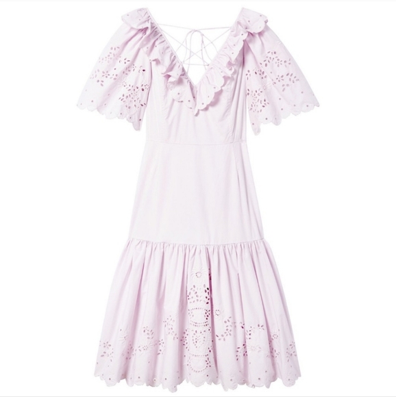 Rebecca Taylor La Vie Lavendar Eyelet Puff Sleeve Cottagecore Dress - Picture 3 of 11